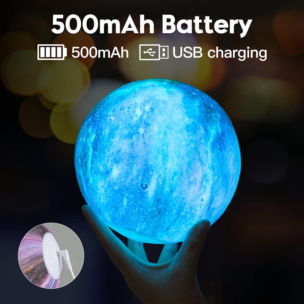 Moon Lamp Galaxy 16 Colors LED 3D Moon Light, Remote & Touch Control