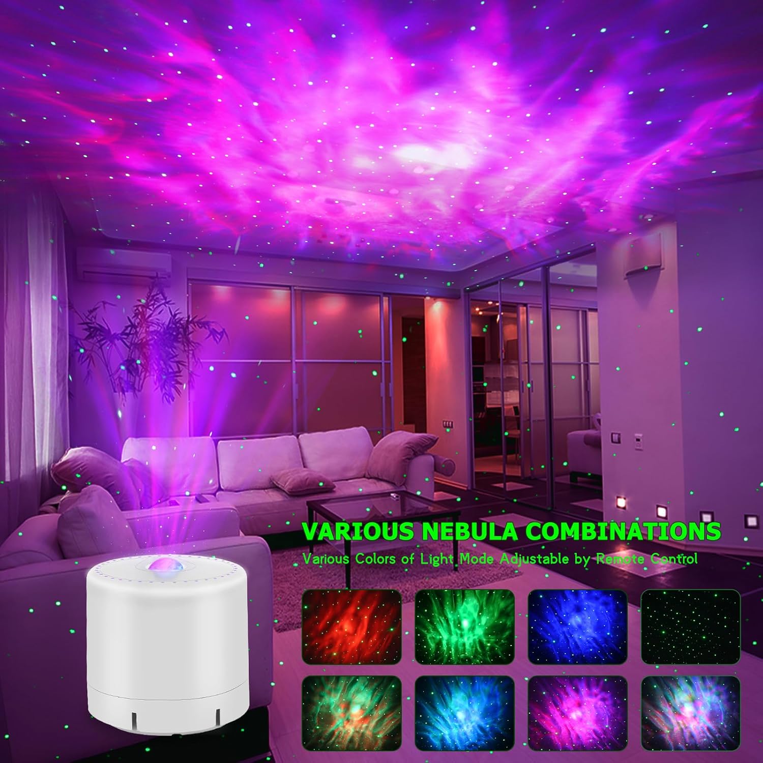 Galaxy Projector, Star Projector with Timer and Remote Control, 7 LED Different Colors