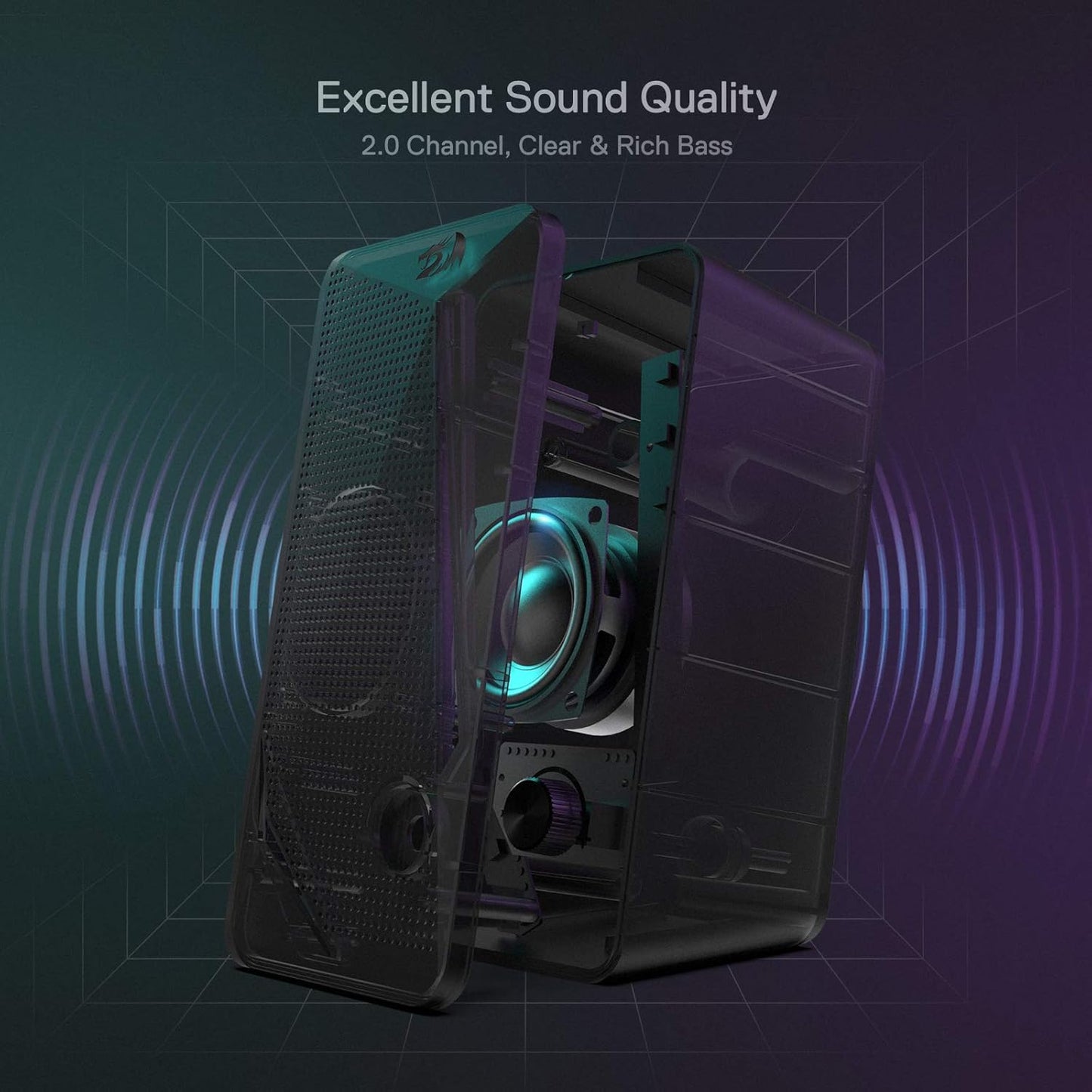 RGB Desktop Speakers with 4 Colorful LED Backlight Modes, Enhanced Bass and Easy-Access Volume Control, USB Powered W/ 3.5Mm Cable