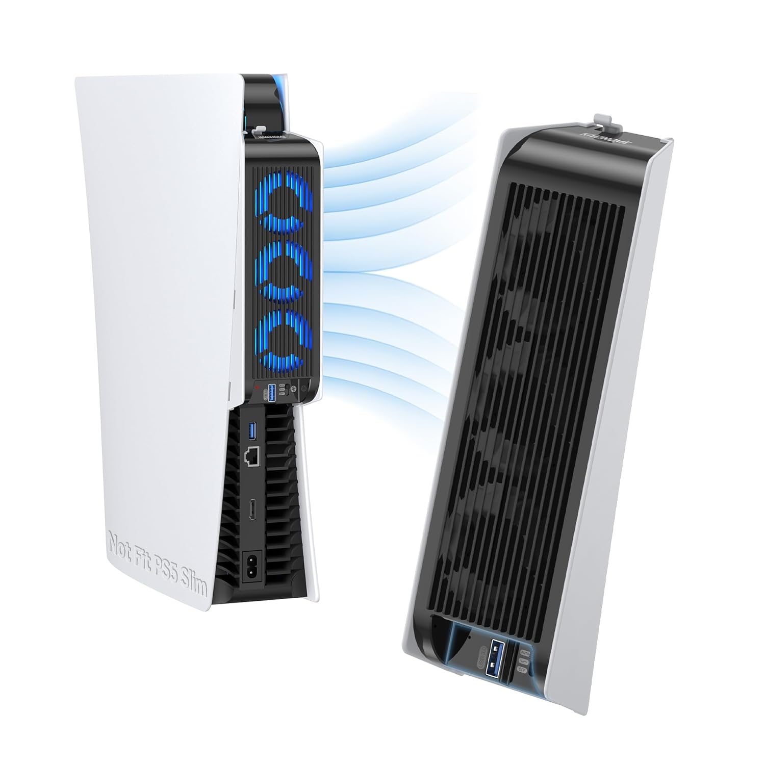 Cooling Fan for PS5 Accessories, Quiet Cooling Fan with Auto Speed, LED & Controller USB Port for PS5 Disc/Digital Edition 2020, Not for Playstation 5 Slim/Pro