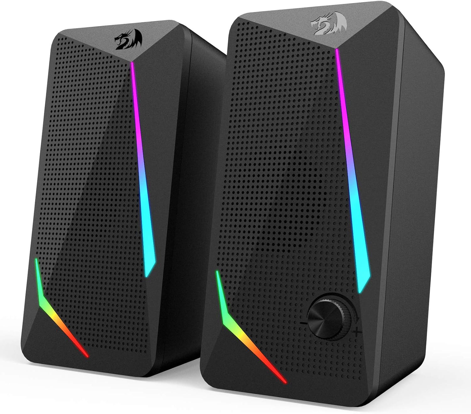 RGB Desktop Speakers with 4 Colorful LED Backlight Modes, Enhanced Bass and Easy-Access Volume Control, USB Powered W/ 3.5Mm Cable