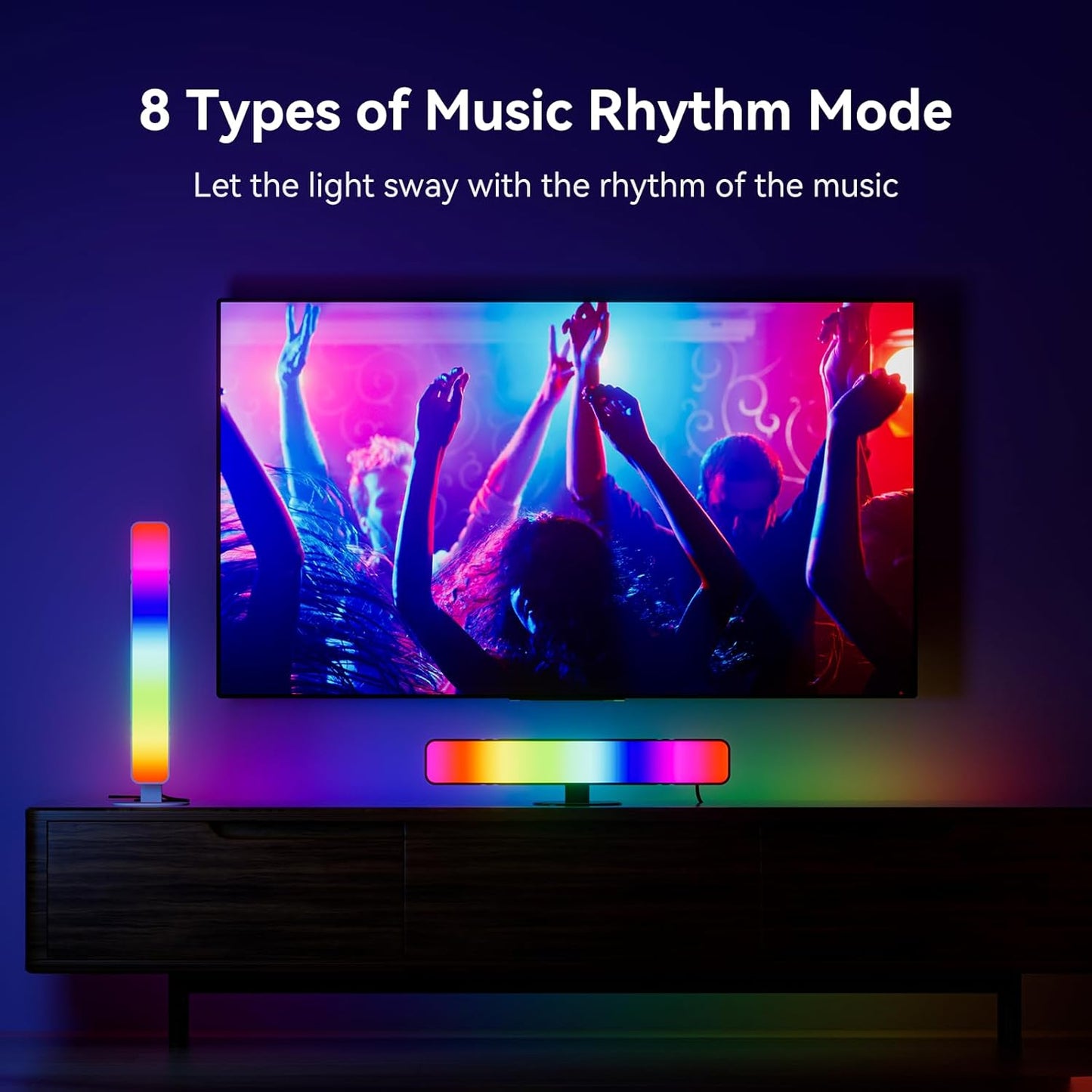 LED Light Bar, Music Sync RGB Light Bar, USB Ambient Lamp, Color Changing TV/Monitor Backlight with Remote Control, 15 Dynamic Modes