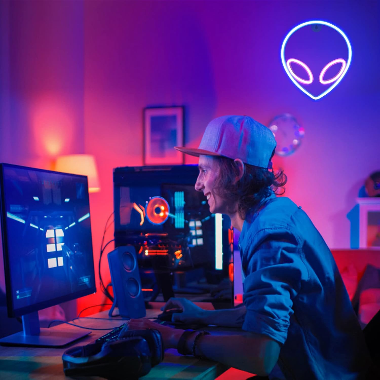 3 Piece Outer Space LED Neon Lights Wall Decor, Usb or Battery Powered