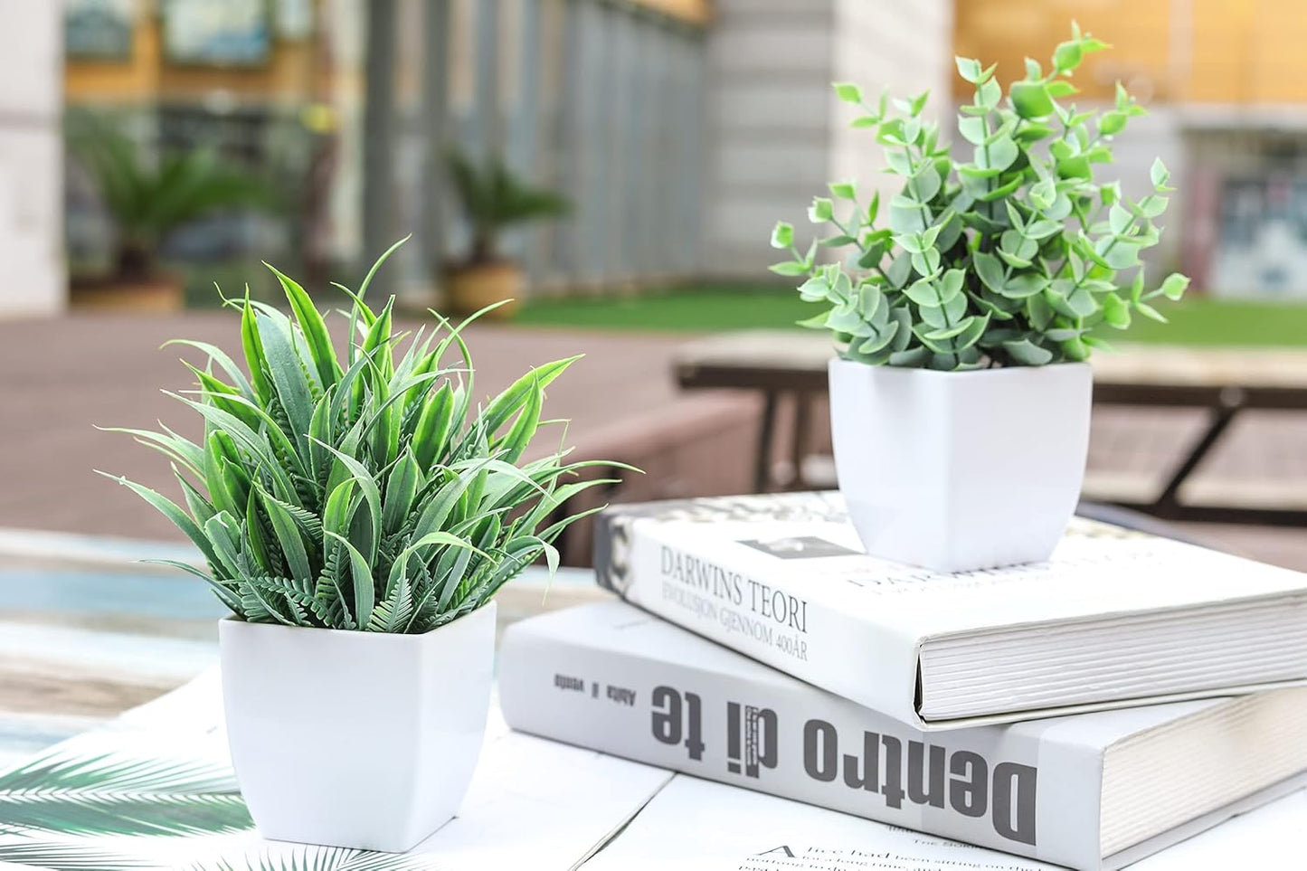 2 Pack Small Fake Plants Mini Artificial Potted Plants for Table Desk Home Bathroom Office Decor