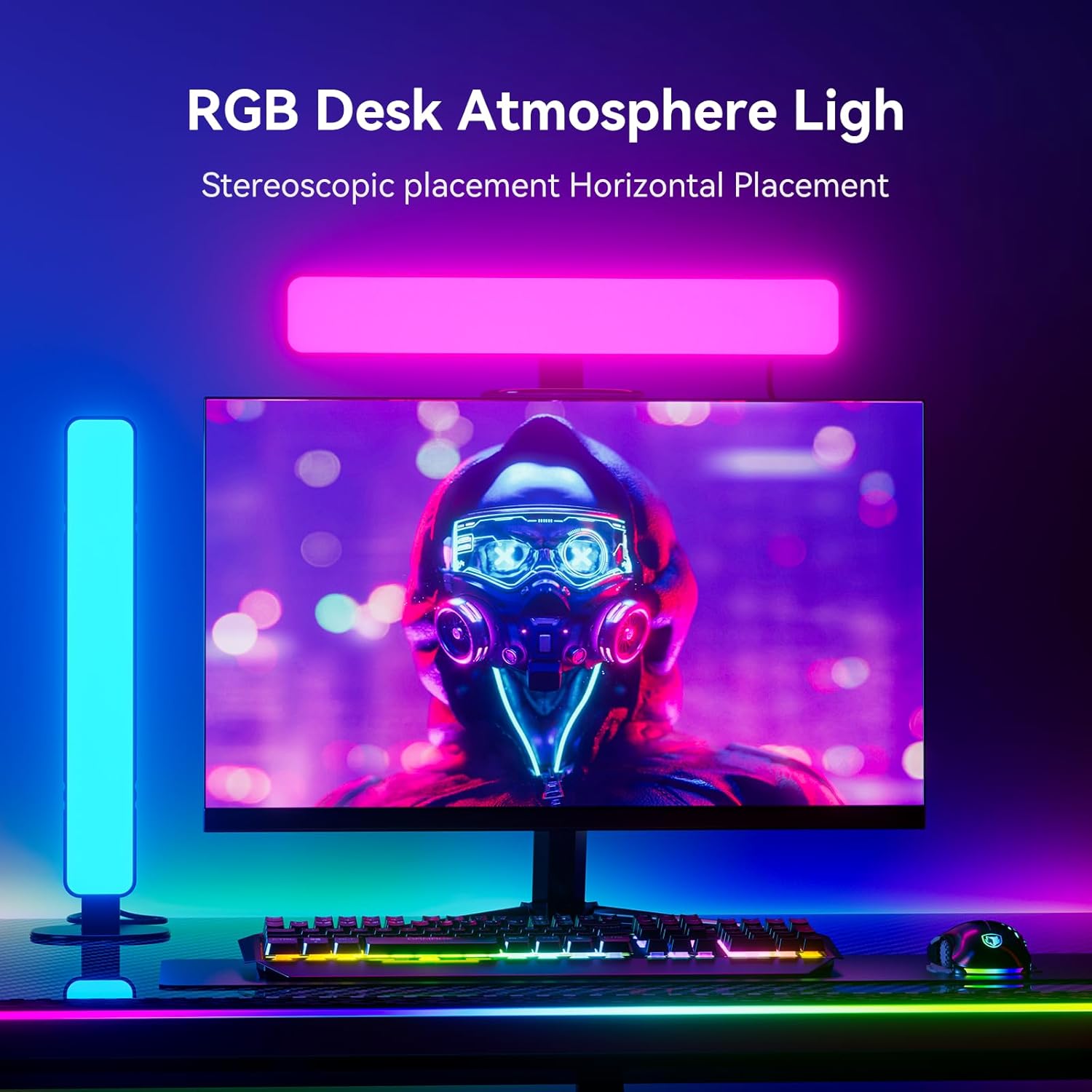 LED Light Bar, Music Sync RGB Light Bar, USB Ambient Lamp, Color Changing TV/Monitor Backlight with Remote Control, 15 Dynamic Modes