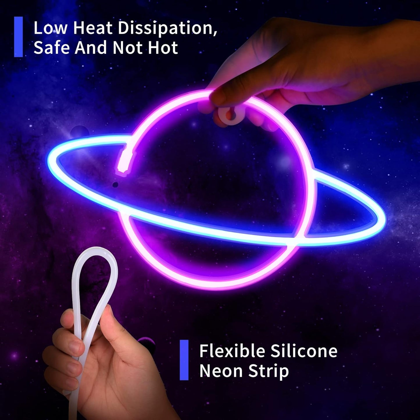 3 Piece Outer Space LED Neon Lights Wall Decor, Usb or Battery Powered