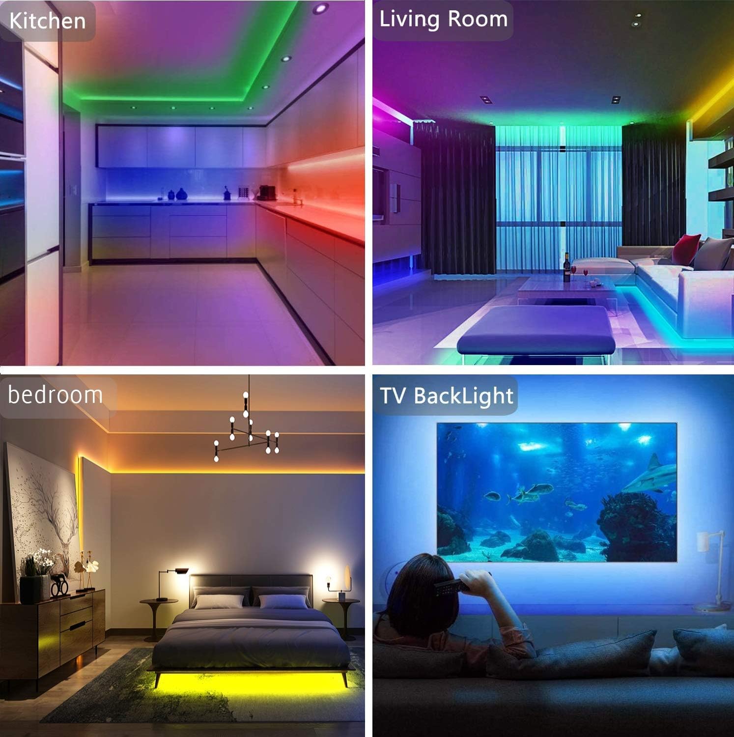 65.6Ft Led Strip Lights, Ultra Long RGB Color Changing LED Light Strips Kit with 44 Key Remote