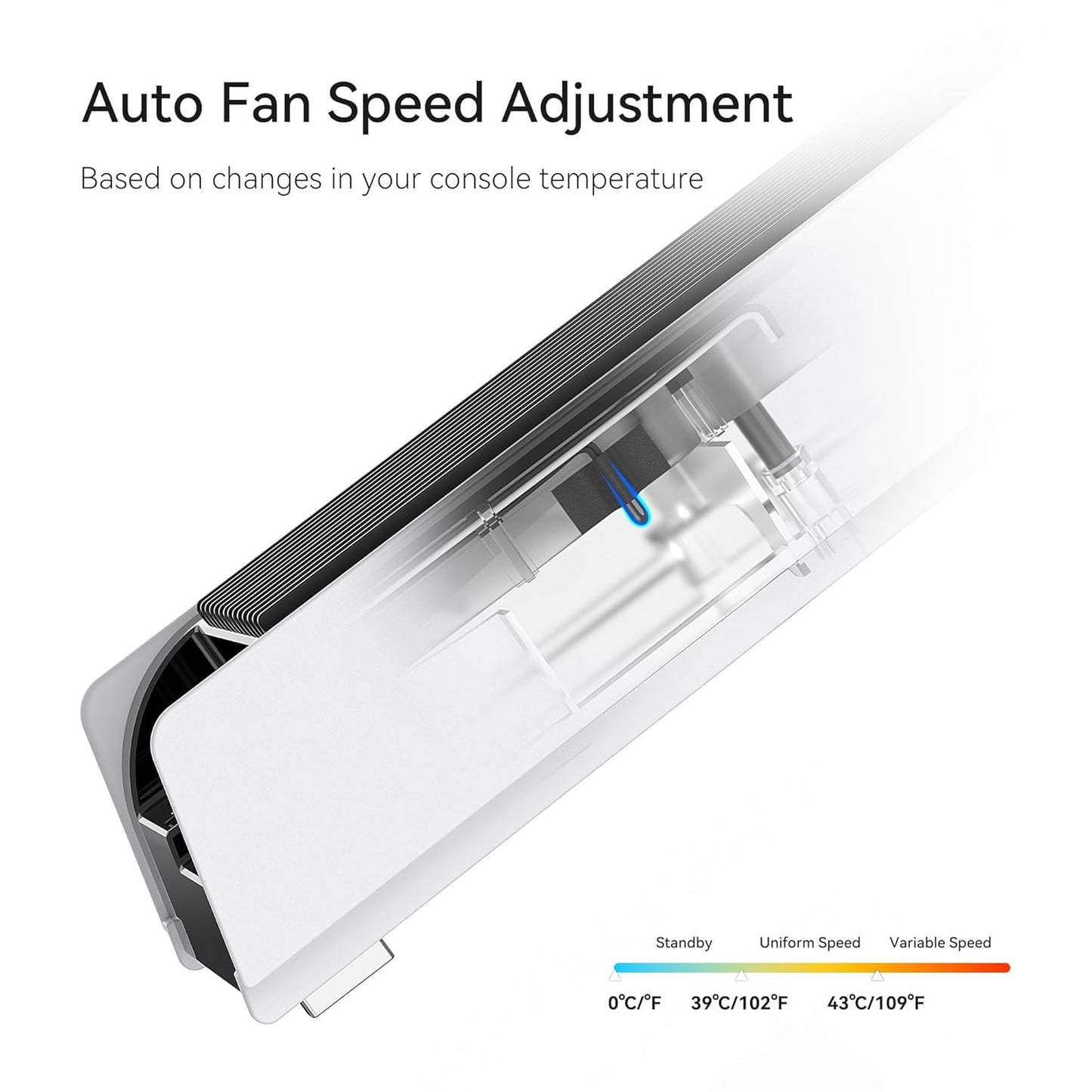 Cooling Fan for PS5 Accessories, Quiet Cooling Fan with Auto Speed, LED & Controller USB Port for PS5 Disc/Digital Edition 2020, Not for Playstation 5 Slim/Pro