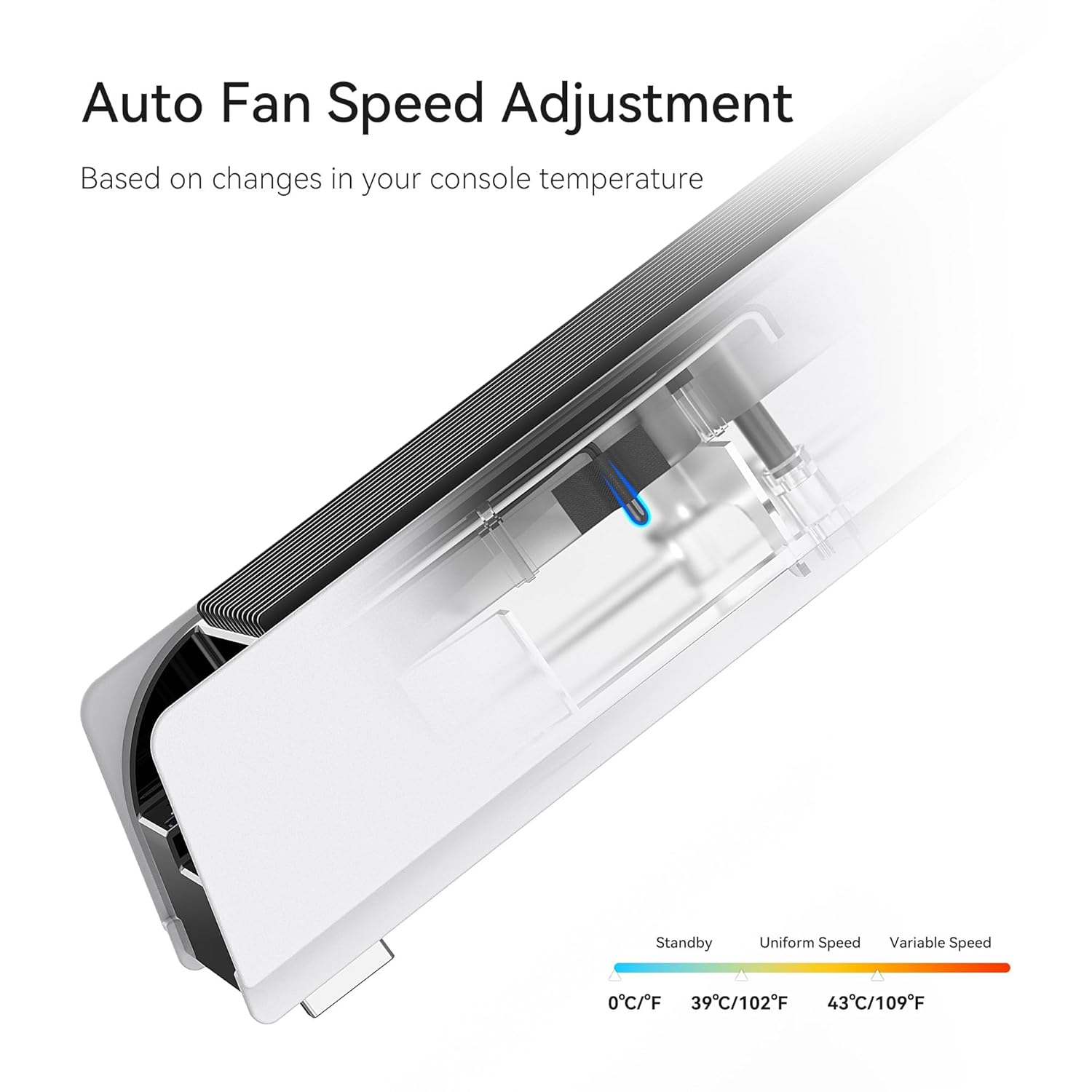 Cooling Fan for PS5 Accessories, Quiet Cooling Fan with Auto Speed, LED & Controller USB Port for PS5 Disc/Digital Edition 2020, Not for Playstation 5 Slim/Pro