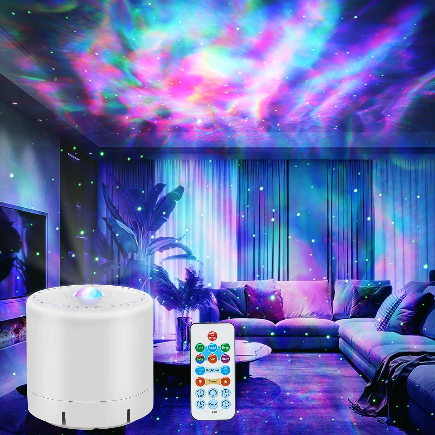 Galaxy Projector, Star Projector with Timer and Remote Control, 7 LED Different Colors