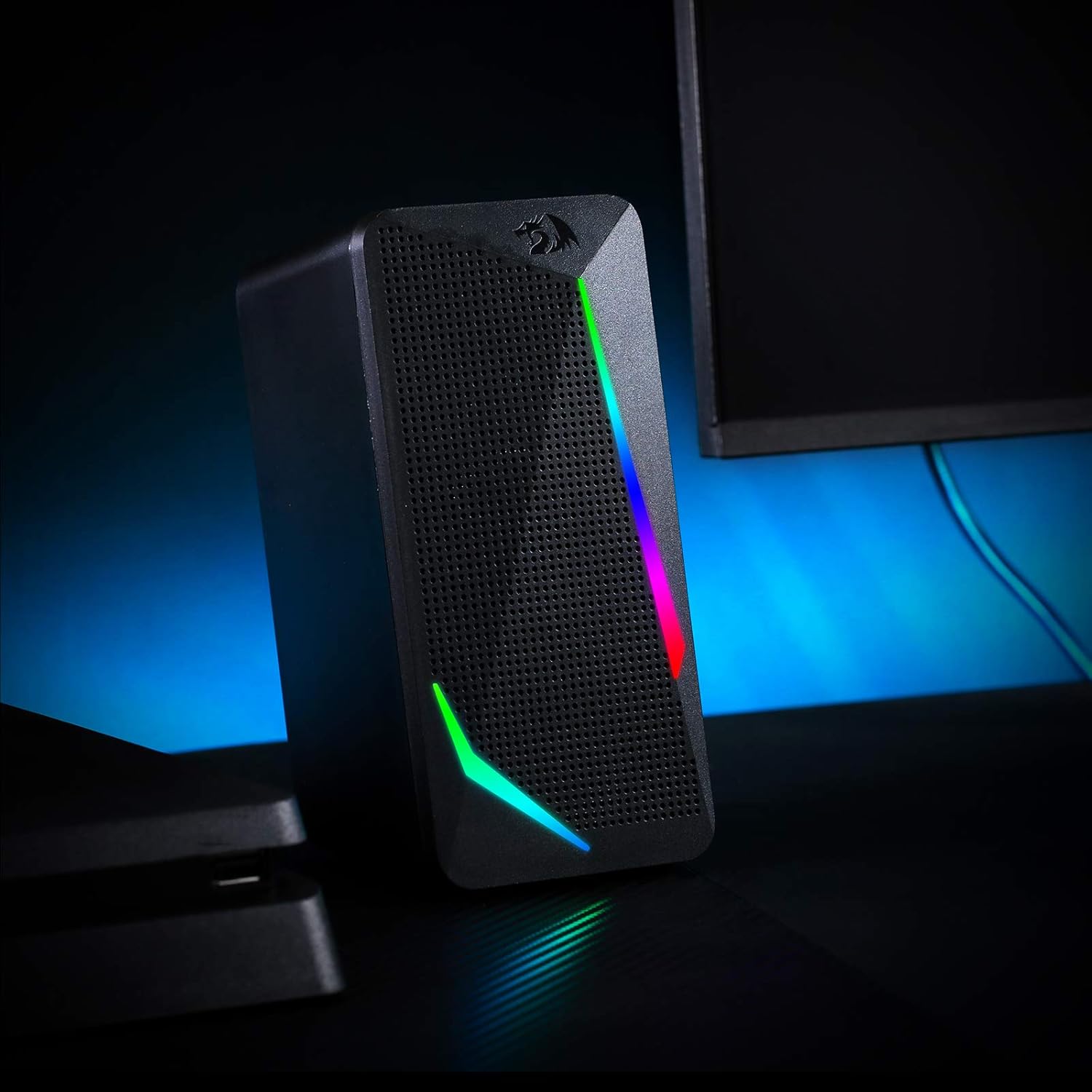 RGB Desktop Speakers with 4 Colorful LED Backlight Modes, Enhanced Bass and Easy-Access Volume Control, USB Powered W/ 3.5Mm Cable