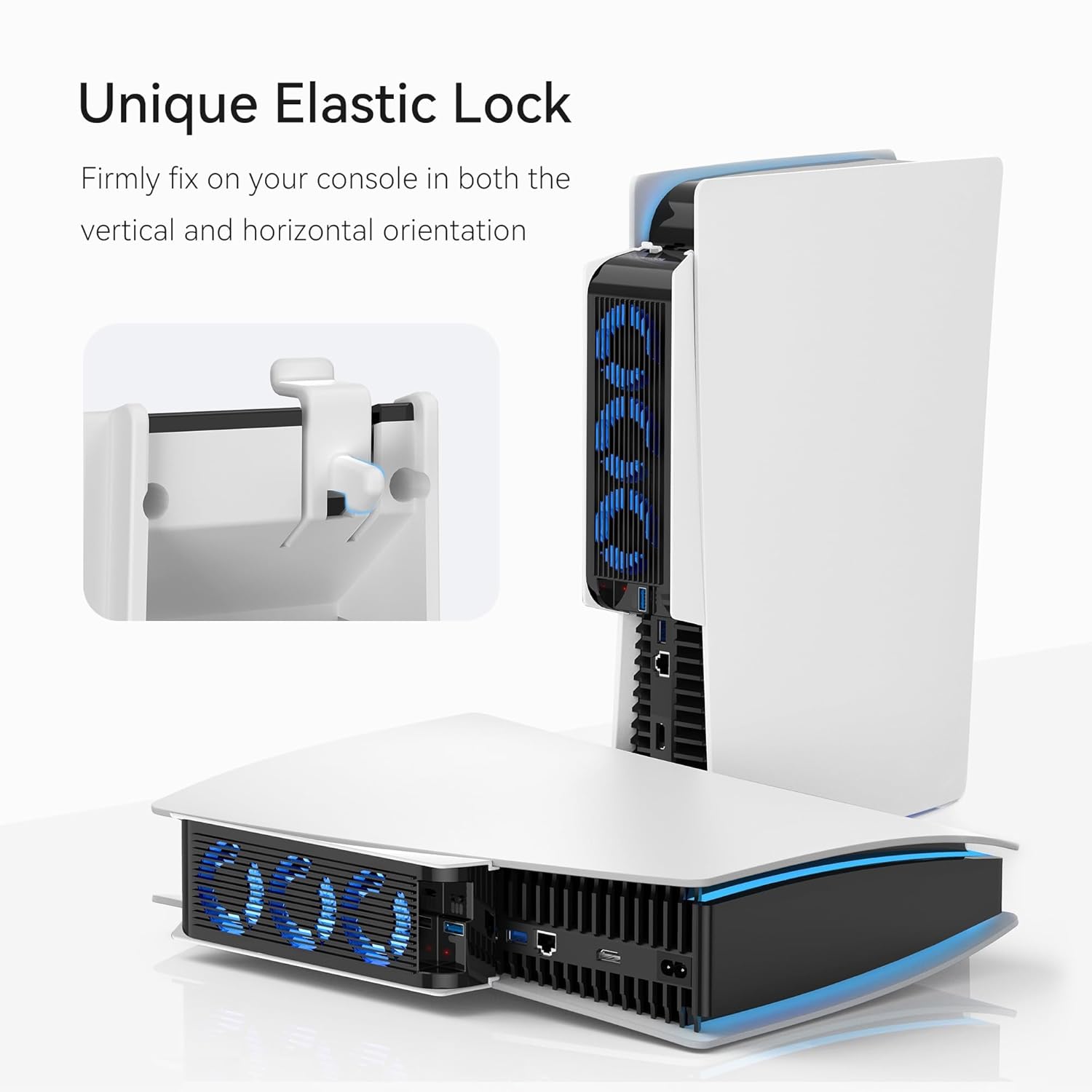 Cooling Fan for PS5 Accessories, Quiet Cooling Fan with Auto Speed, LED & Controller USB Port for PS5 Disc/Digital Edition 2020, Not for Playstation 5 Slim/Pro