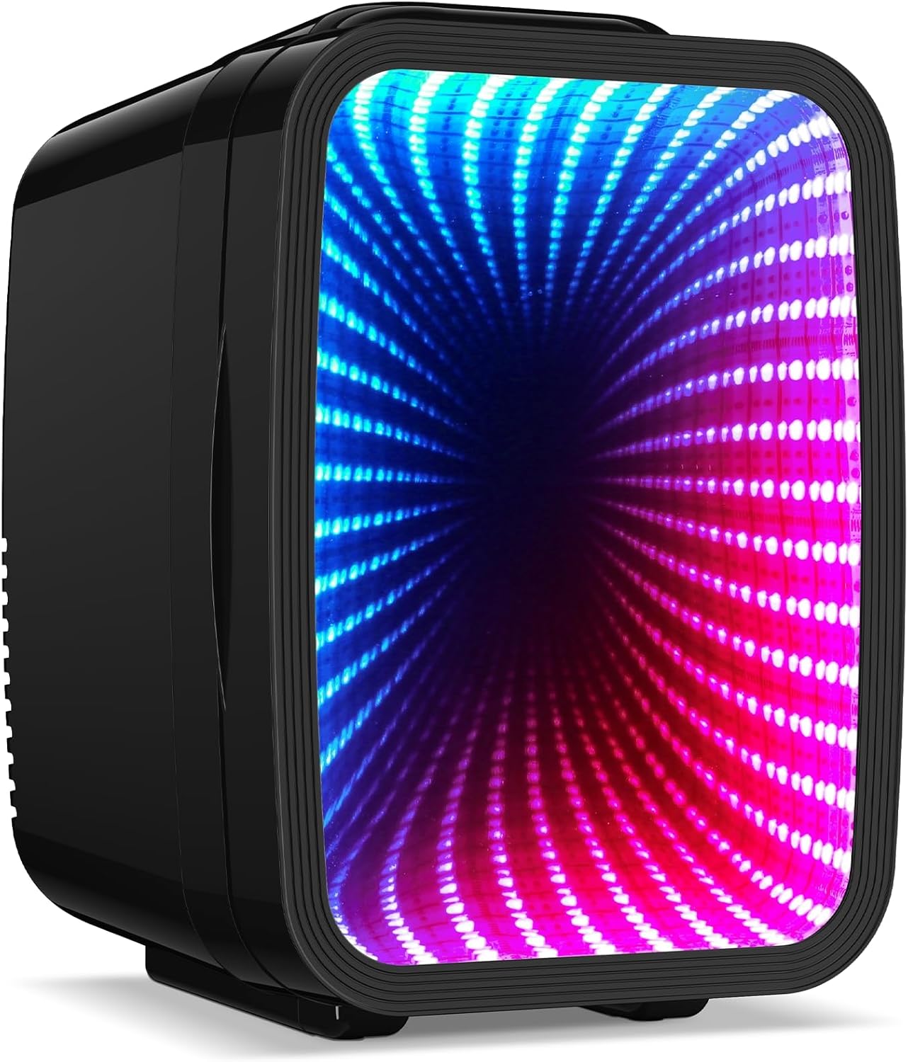 LED Mini Fridge, 4 Liter/6 Cans Small Refrigerator With 6 Different Dimmable LED Light