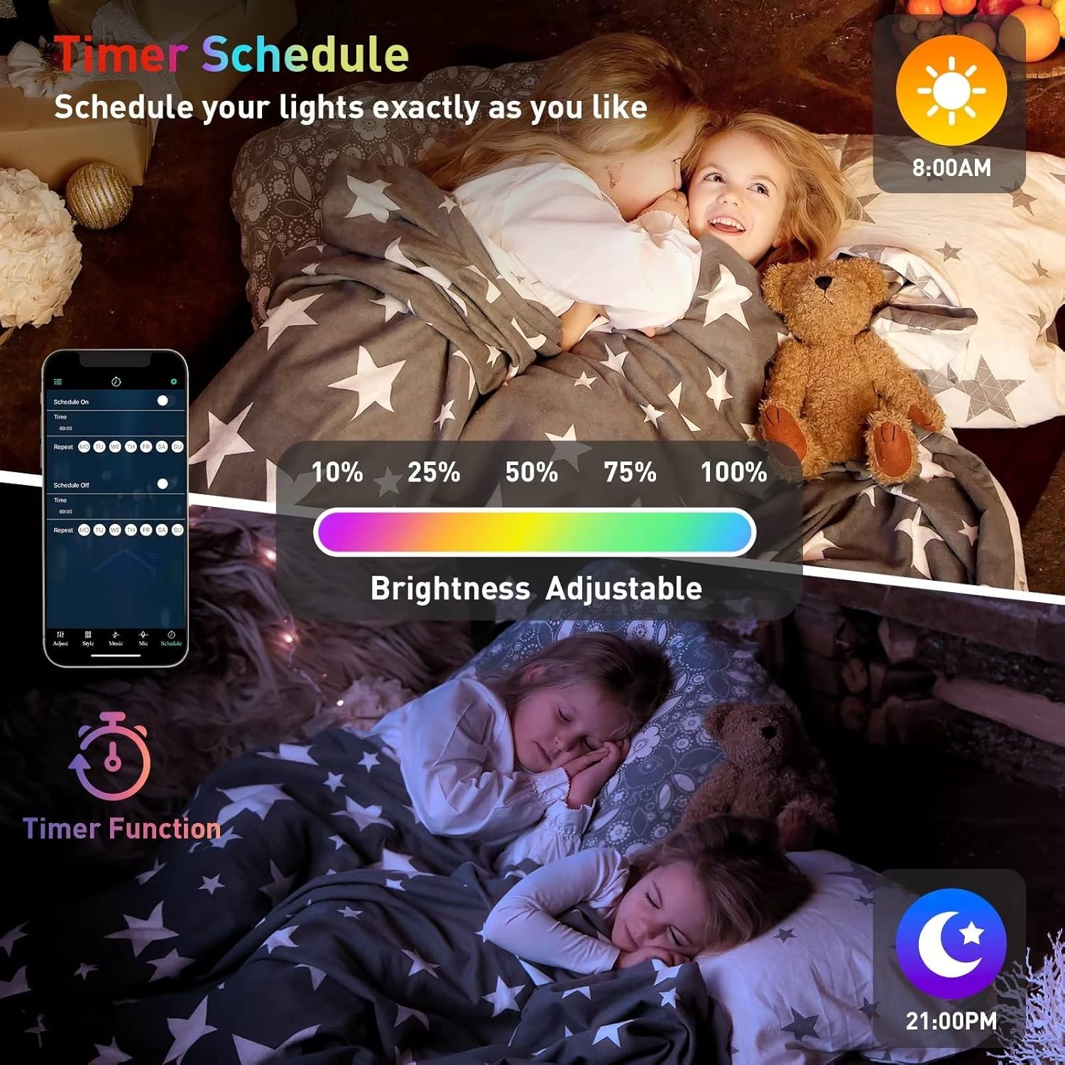 Hexagon Lights (8 Pack) LED Wall Panels, RGB Gaming Lights with APP