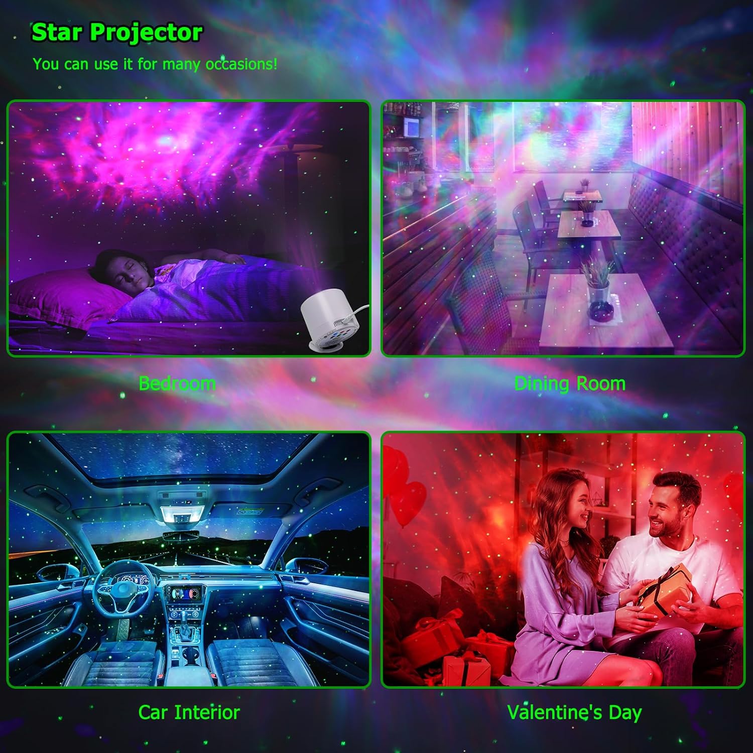 Galaxy Projector, Star Projector with Timer and Remote Control, 7 LED Different Colors