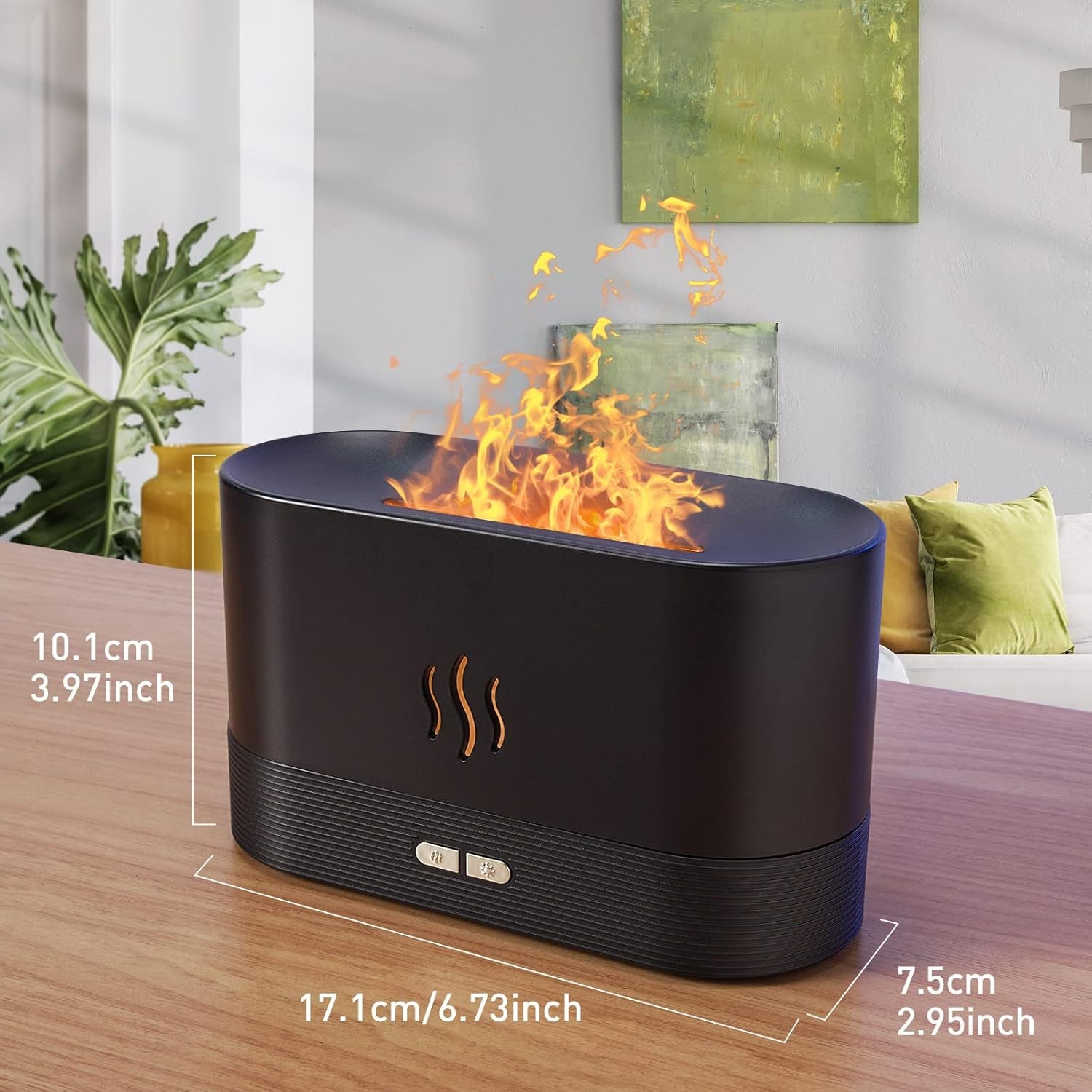 Colorful Flame Air Aroma Diffuser Humidifier, 7 Flame Colors Noiseless Essential Oil Diffuser