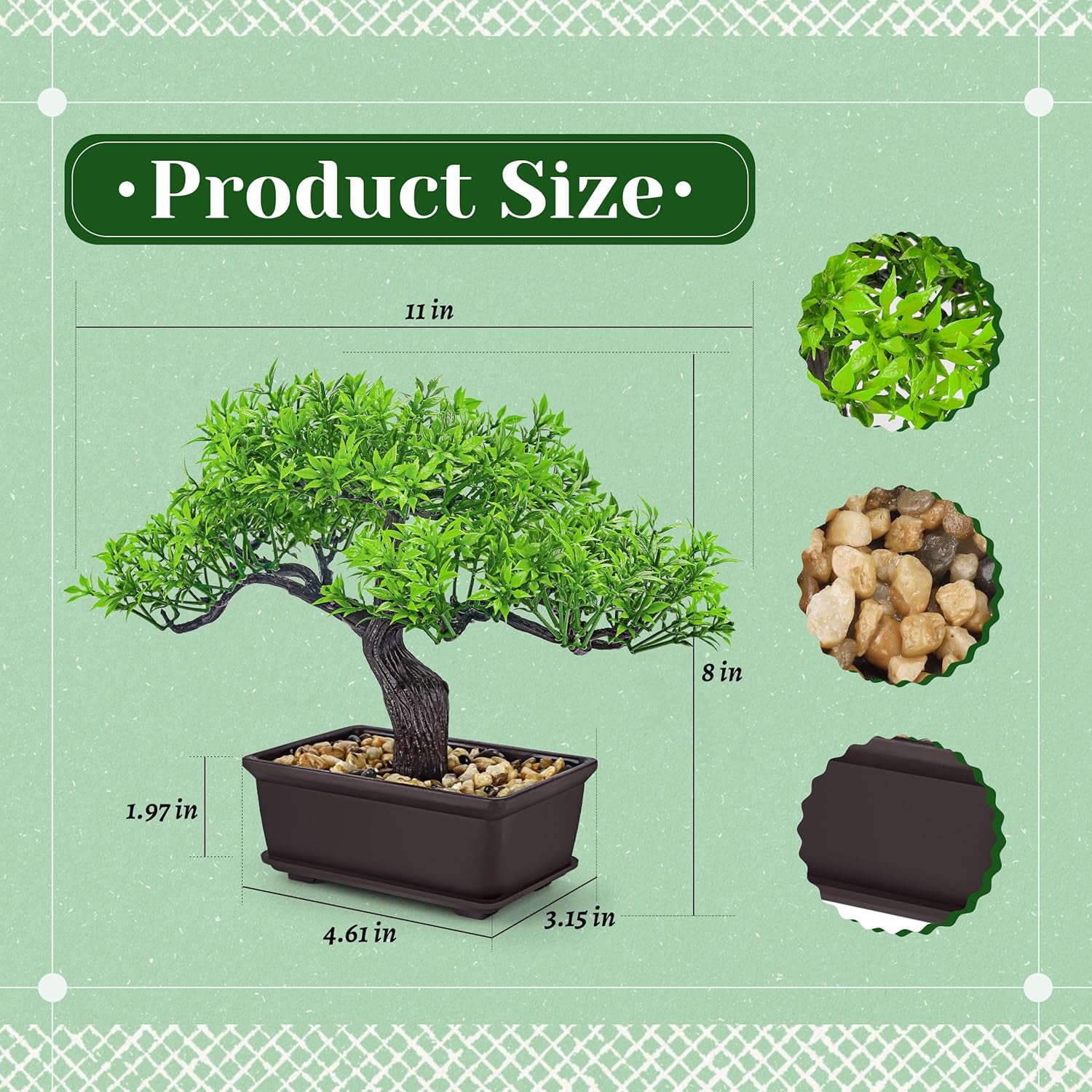 8'' Artificial Bonsai Tree Small Fake Potted Zen Plant