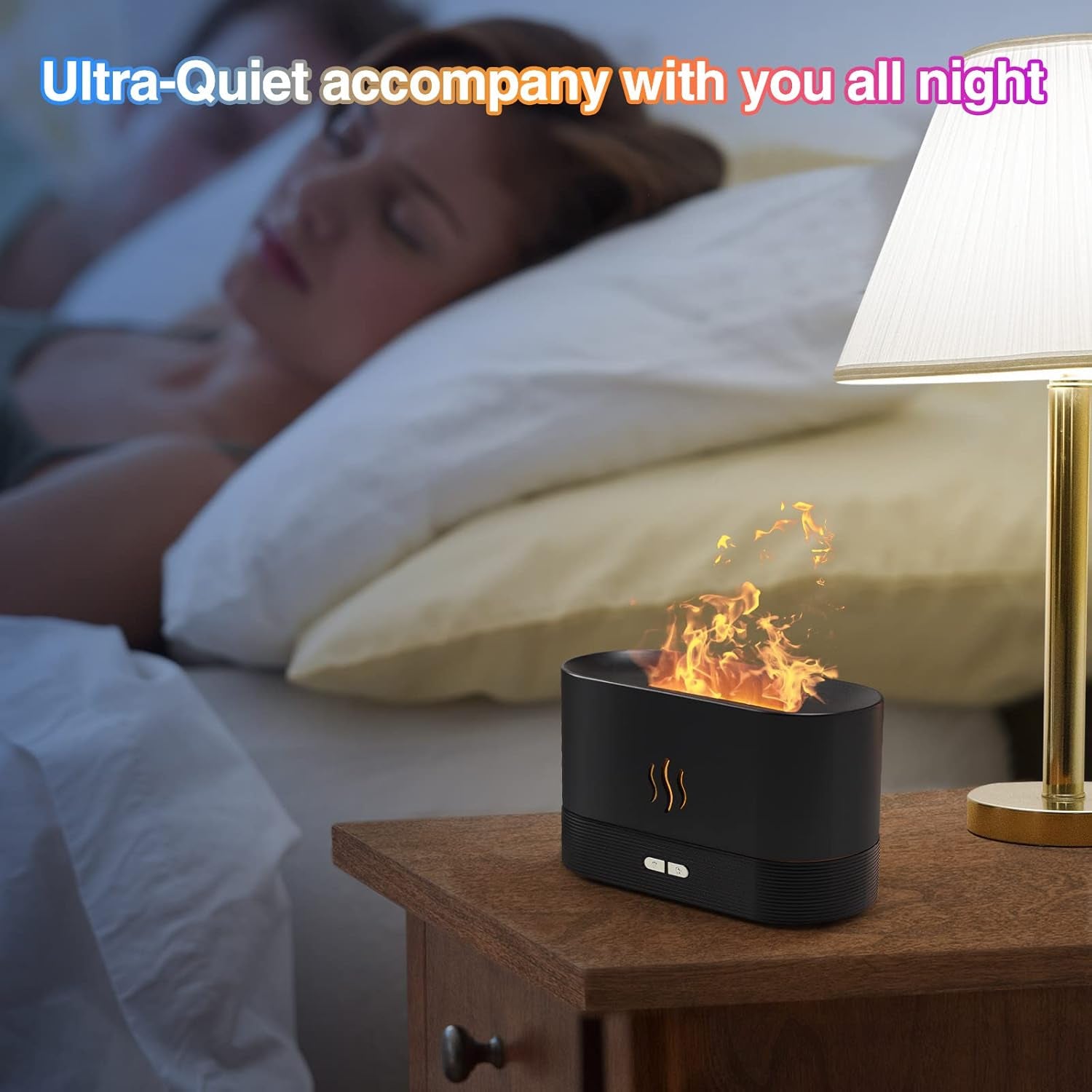 Colorful Flame Air Aroma Diffuser Humidifier, 7 Flame Colors Noiseless Essential Oil Diffuser