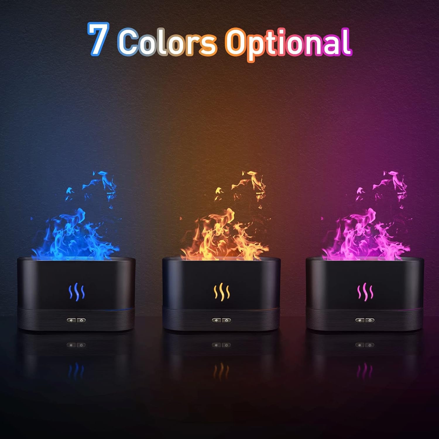 Colorful Flame Air Aroma Diffuser Humidifier, 7 Flame Colors Noiseless Essential Oil Diffuser