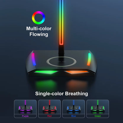 Z12 RGB Headphones Stand Holder with Wireless Charger Base Desk Gaming Headset Holder Non-Slip Rubber Base