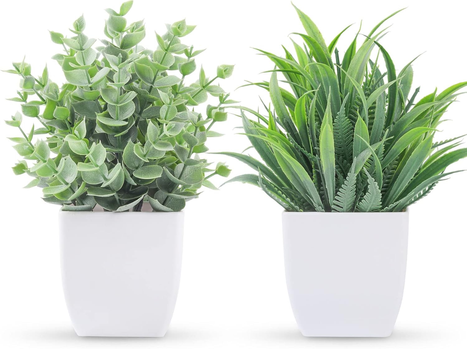 2 Pack Small Fake Plants Mini Artificial Potted Plants for Table Desk Home Bathroom Office Decor