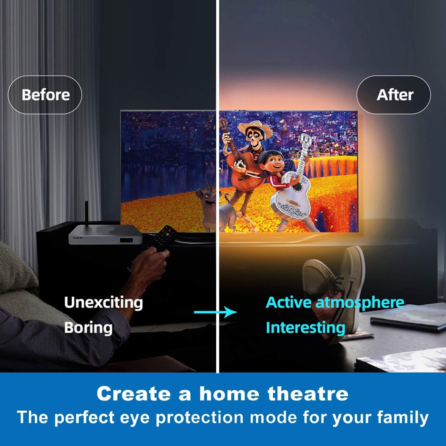 65.6Ft Led Strip Lights, Ultra Long RGB Color Changing LED Light Strips Kit with 44 Key Remote