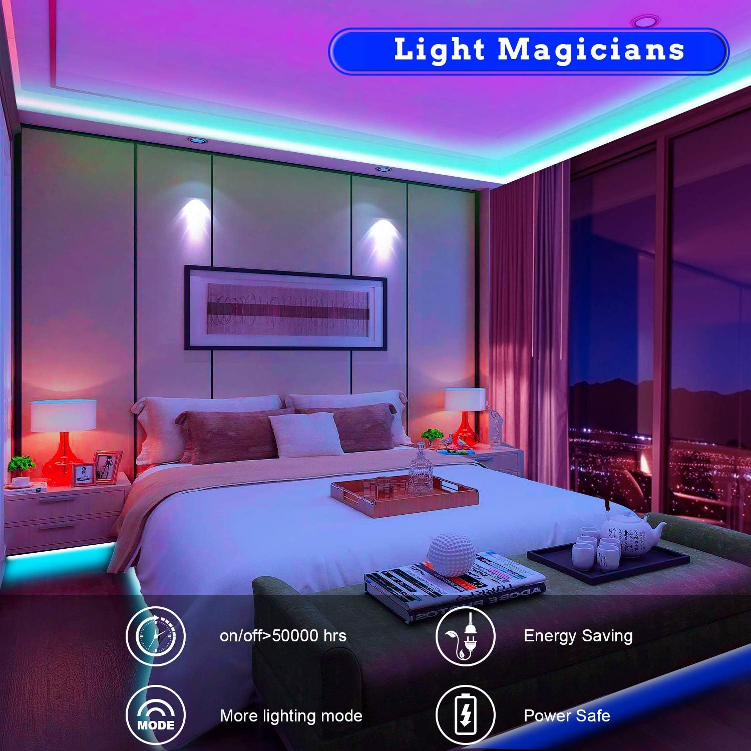 65.6Ft Led Strip Lights, Ultra Long RGB Color Changing LED Light Strips Kit with 44 Key Remote