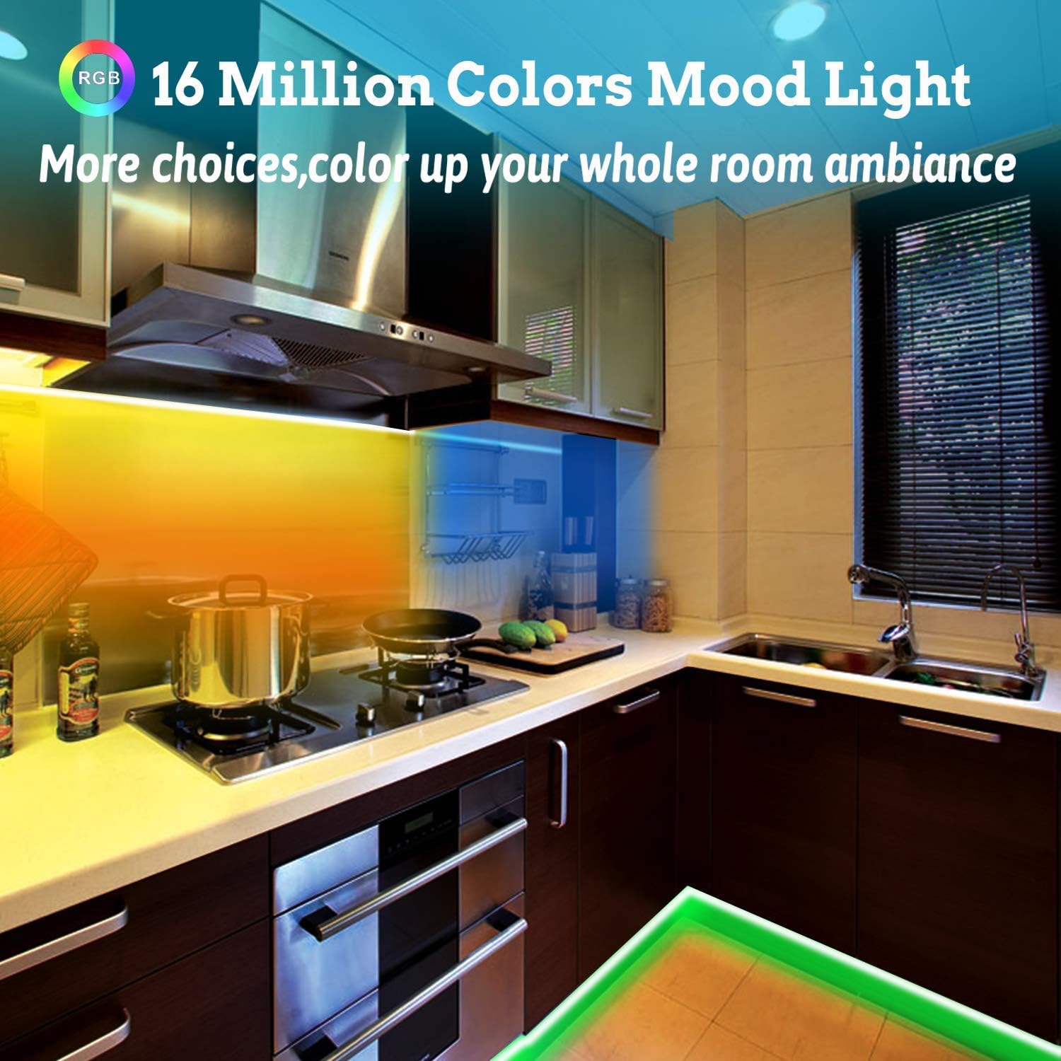 65.6Ft Led Strip Lights, Ultra Long RGB Color Changing LED Light Strips Kit with 44 Key Remote