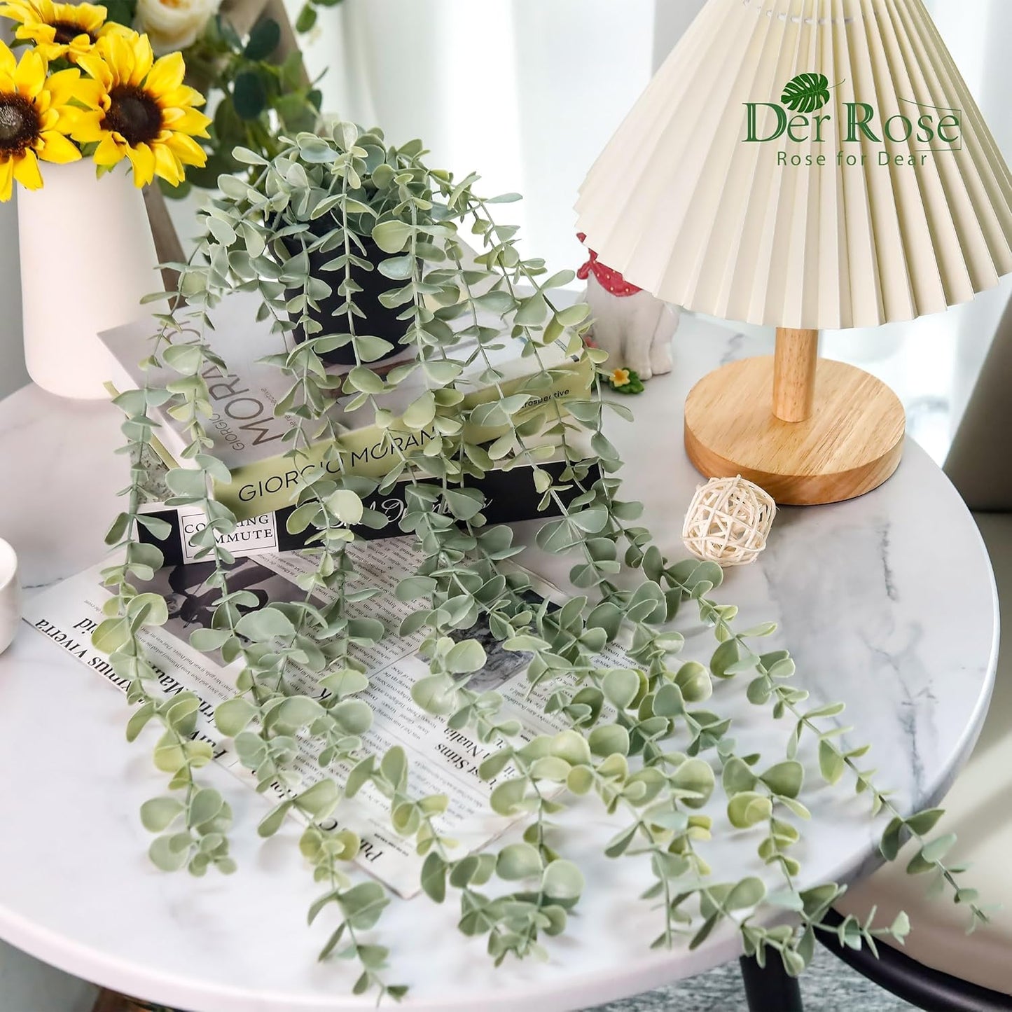 1 Piece Fake Hanging Plant, Artificial Potted Faux Eucalyptus Plants