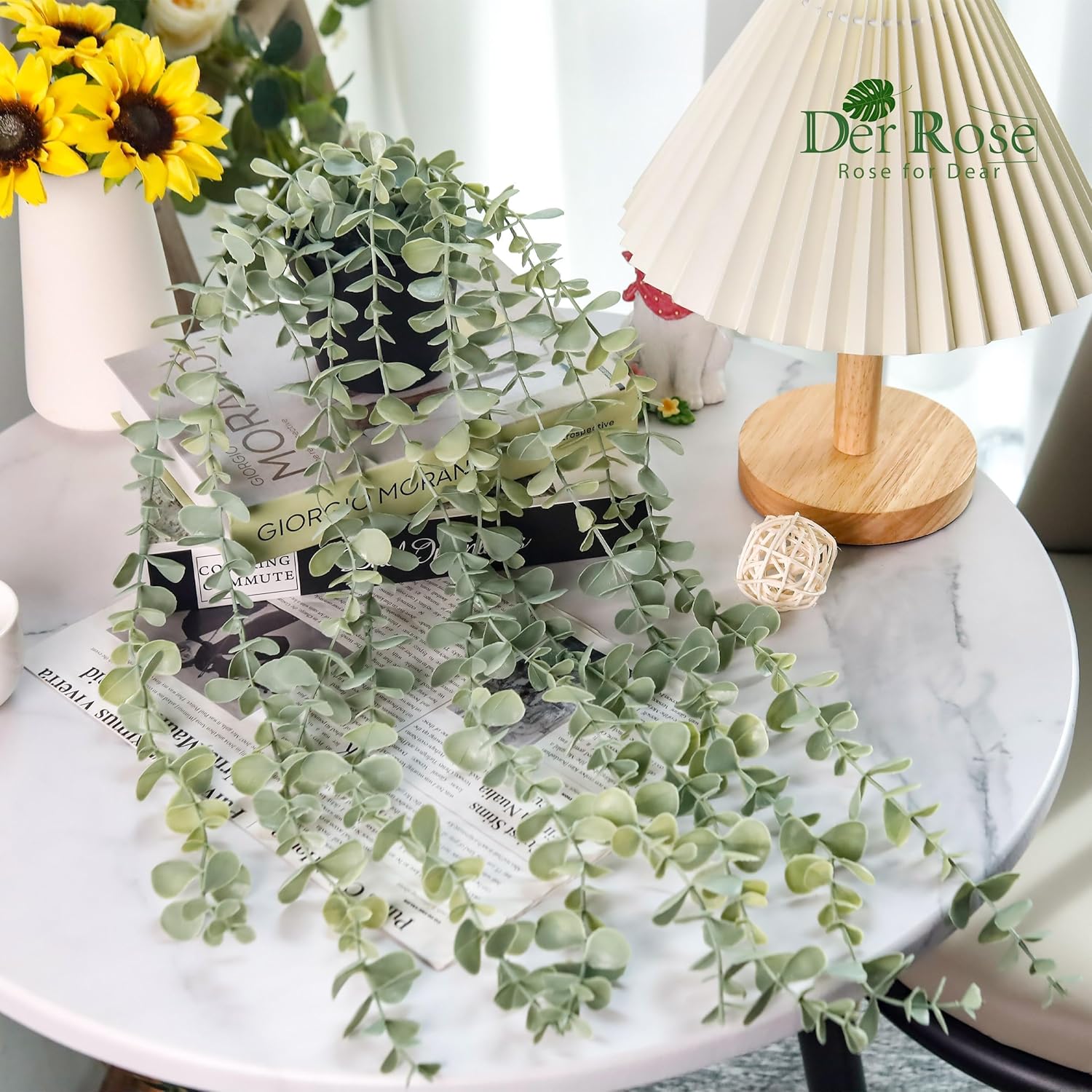 1 Piece Fake Hanging Plant, Artificial Potted Faux Eucalyptus Plants