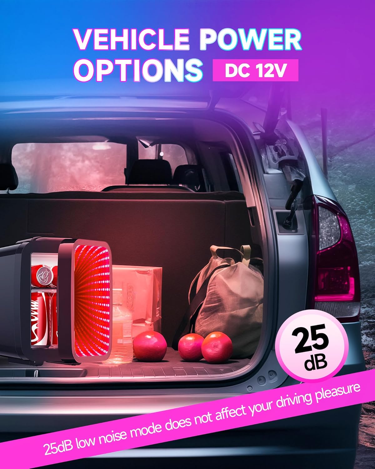 LED Mini Fridge, 4 Liter/6 Cans Small Refrigerator With 6 Different Dimmable LED Light