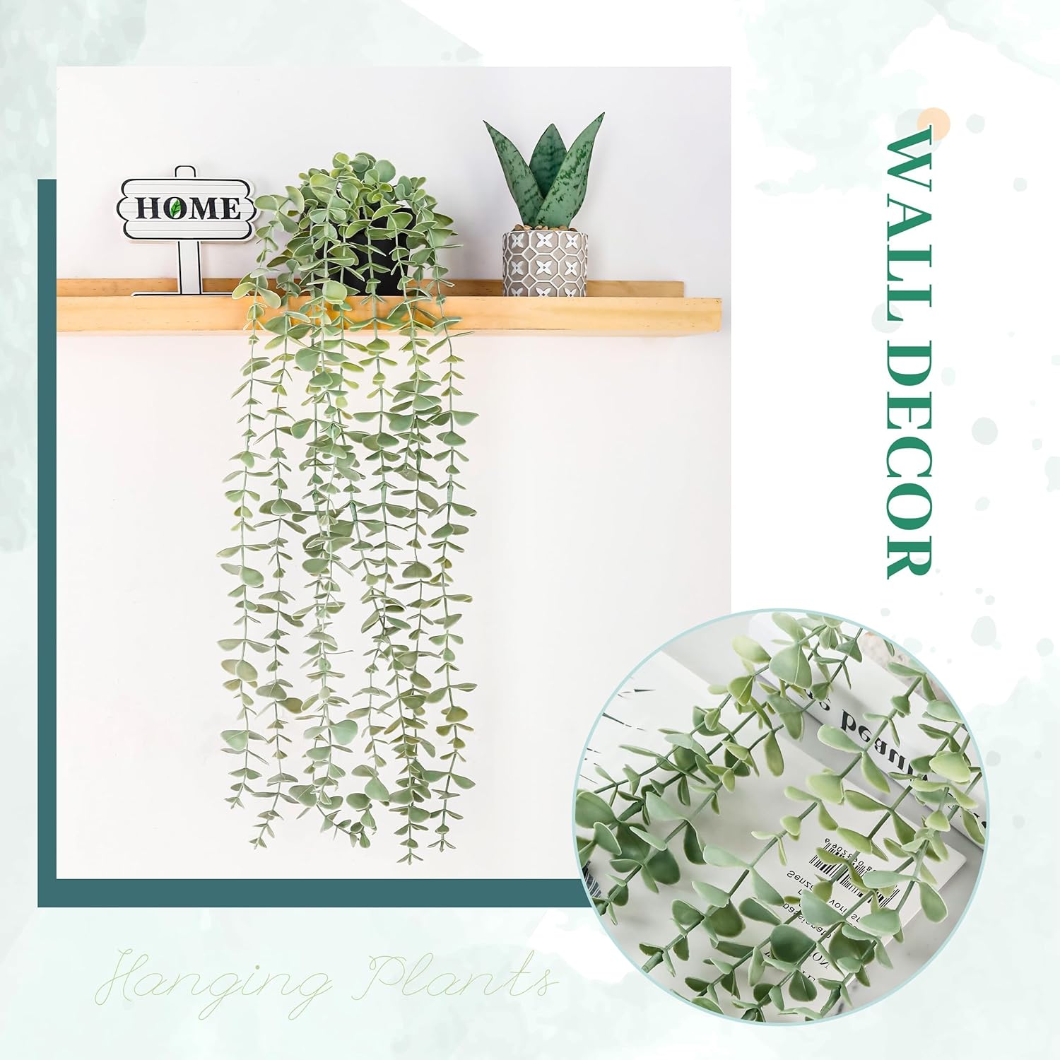 1 Piece Fake Hanging Plant, Artificial Potted Faux Eucalyptus Plants