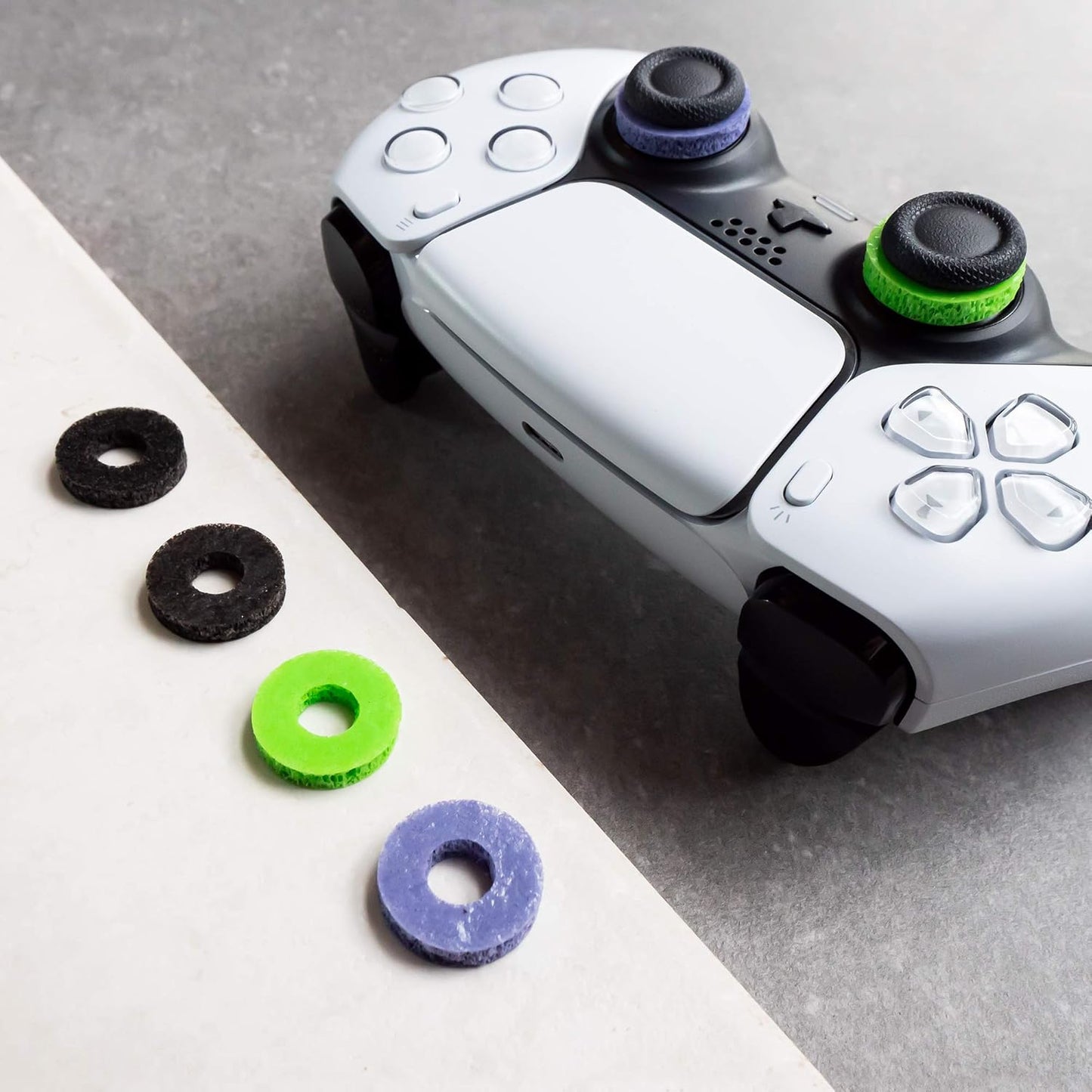 Precision Rings | Aim Assist Motion Control for Playstation 4 (PS4), PS5, Xbox One, XBX, Switch Pro & Scuf Controller (Black/Purple/Green)